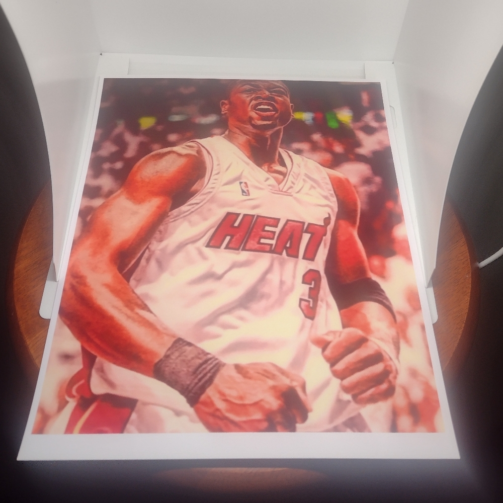 NEW!🤩MIAMI HEAT🔥DWYANE WADE REPRINT BASKETBALL GLOSSY 8.5x11 COLOR ART POSTER